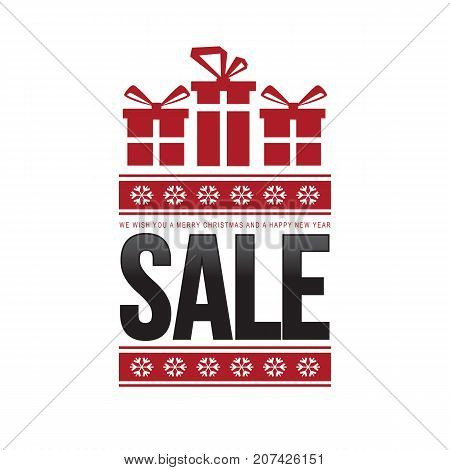 Christmas sale design template with isolated on white background.