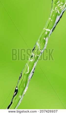 a jet of water on a green background