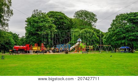 Large children playground in Seaton Park Aberdeen city Scotland