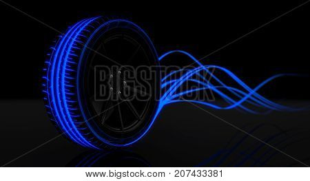 Tire Luminous Tread And Glowing Wake
