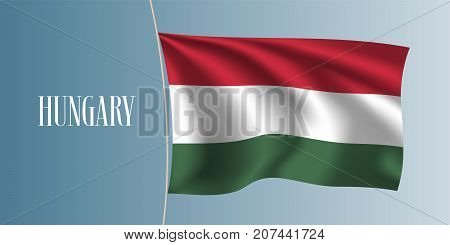 Hungary waving flag vector illustration. Red white green stripes as a national Hungarian symbol