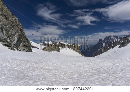 View of alp in June from the area of Punta Helbronner summit.