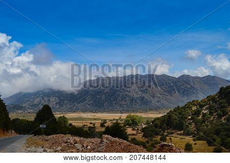 View of part of the plateau of Omalos in the center of the island of Crete