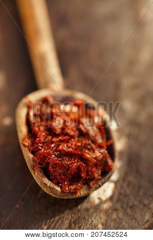 Traditional home-made  ajika - red hot chilles paste