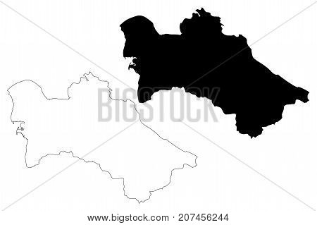 Turkmenistan map vector illustration , scribble sketch Turkomen