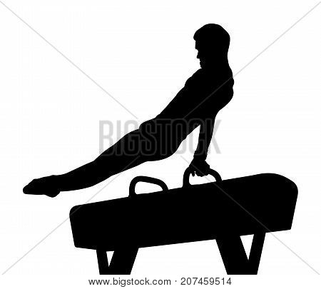 pomme horse male gymnast in gymnastics black silhouette