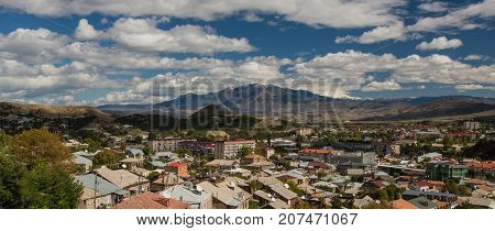View of Signagi and Alazani Valley. Popular tourist attraction of Georgia. The heart of Georgia's wine-growing regions.