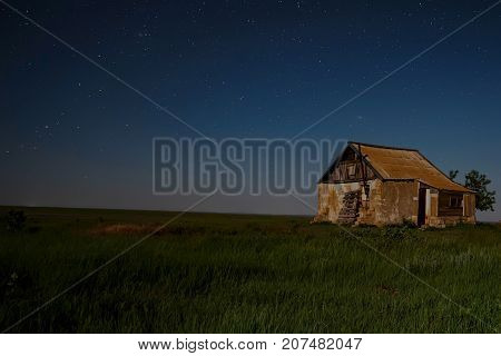 Abandoned haunted house for night horror scene