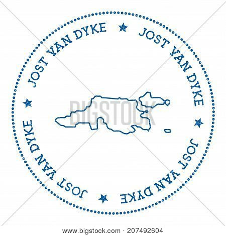 Jost Van Dyke Map Sticker. Hipster And Retro Style Badge. Minimalistic Insignia With Round Dots Bord