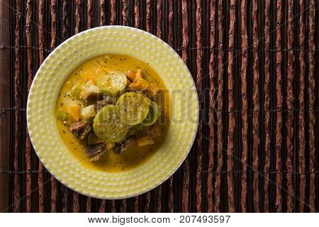 Brazilian meal. Dried meat with maxixe. Maxixada