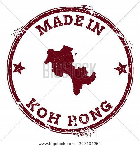 Koh Rong Seal. Vintage Island Map Sticker. Grunge Rubber Stamp With Made In Text And Map Outline, Ve