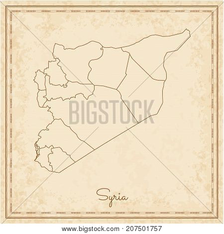 Syria Region Map: Stilyzed Old Pirate Parchment Imitation. Detailed Map Of Syria Regions. Vector Ill