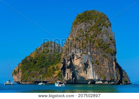 Rocky Island. Phra Nang Beach, Krabi, Thailand.