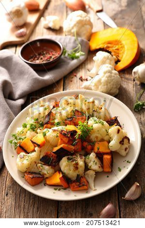 grilled cauliflower and potimarron