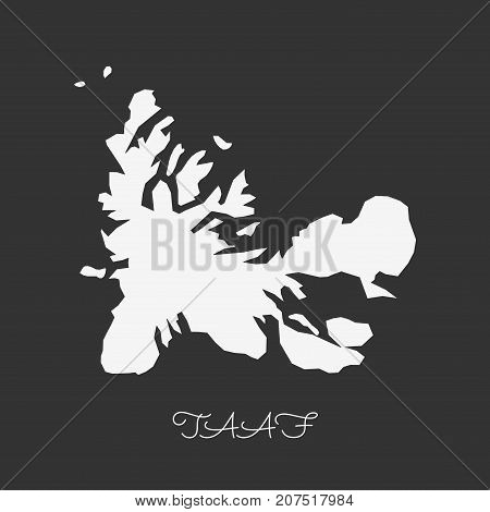Taaf Region Map: White Outline On Grey Background. Detailed Map Of Taaf Regions. Vector Illustration