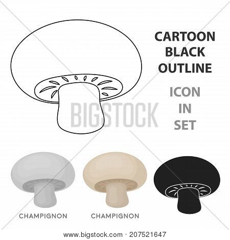 Champignon icon in cartoon style isolated on white background. Mushroom symbol vector illustration.