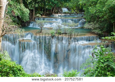 Huai Mae Khamin Waterfall In Kanchanaburi, Thailand