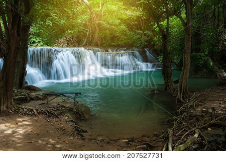 Huai Mae Khamin Waterfall In Kanchanaburi, Thailand