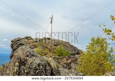 Stella Rocket In Honor Of Gagarin's Flight On Mountain Kachkanar. The Urals. Russia