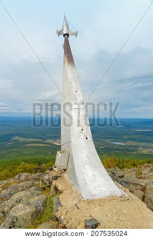 Stella Rocket In Honor Of Gagarin's Flight On Mountain Kachkanar. The Urals. Russia