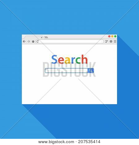 Browser window vector illustration. Flat style with long shadow. Window concept internet browser. Vector flat style with long shadow.