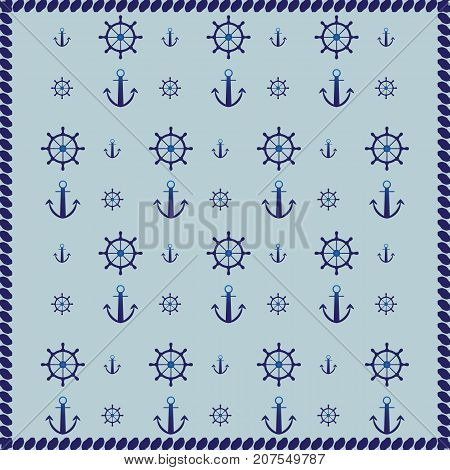 Ship wheel anchor and rope abstract pattern background stock vector
