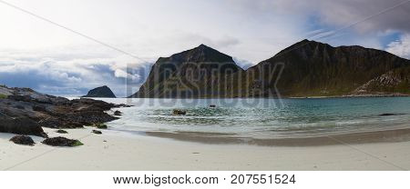 On The Beach Near The Leknes City Lofoten Island Norway