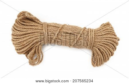 Burlap Jute Twine Coil Skein Isolated On White