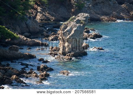 rocks by the sea on the island of Thassos