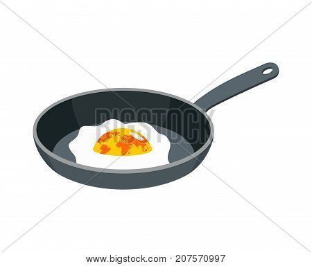 Earth fried egg. Planet is scrambled eggs. Political Vector Illustration