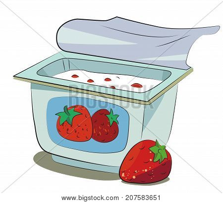 Joghurt cartoon image. Artistic freehand drawing. Authentic cartoon.