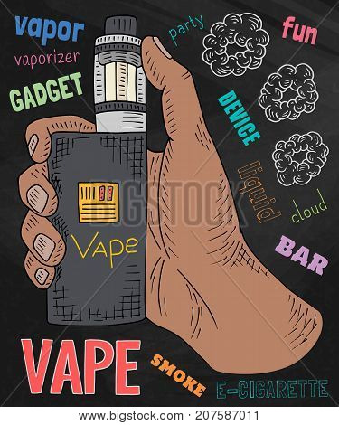 Vaporizer shop. Beautiful poster of Vaporizer on the chalkboard background.