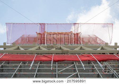 London, 28th September 2017:- The Palace of Westminster, home to the British Parliament with scaffolding due to renovation work on the UNESCO world heritage site.