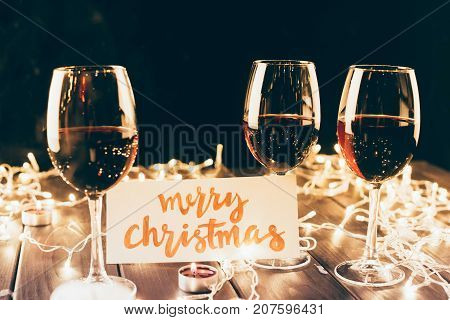 Red Wine And Merry Christmas Card