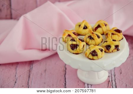 Mini Strawberry Pie Lace Cookies As Dessert
