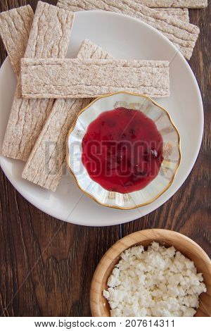 wheat crisps with honey; healthy cooking concept