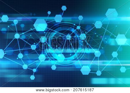 Abstract glowing digital background. Innovation and technology concept. 3D Rendering
