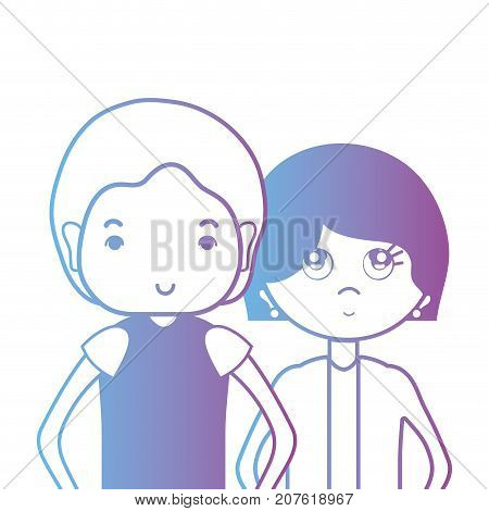 line couple togeter with hairstyle design vector illustration