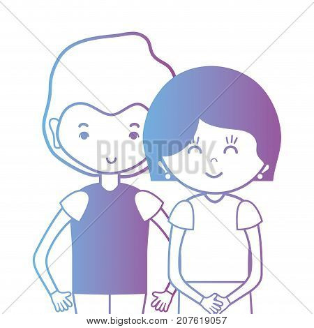 line couple togeter with hairstyle design vector illustration