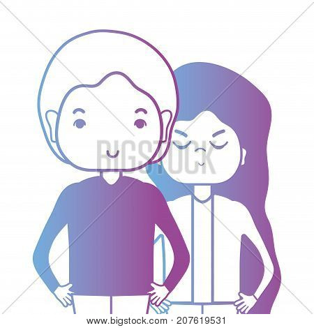 line couple togeter with hairstyle design vector illustration