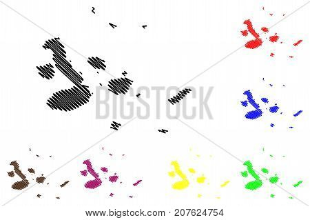 Galapagos islands map vector illustration , scribble sketch Galapagos