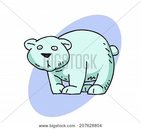 Polar bear freehand picture. Artistic drawing. Authentic cartoon.