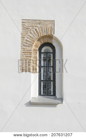 Window of ancient temples and a fragment of masonry walls in Chernigov. Ukraine