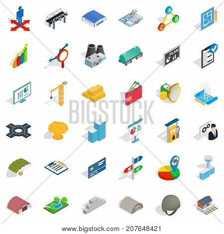 Pipe icons set. Isometric style of 36 pipe vector icons for web isolated on white background