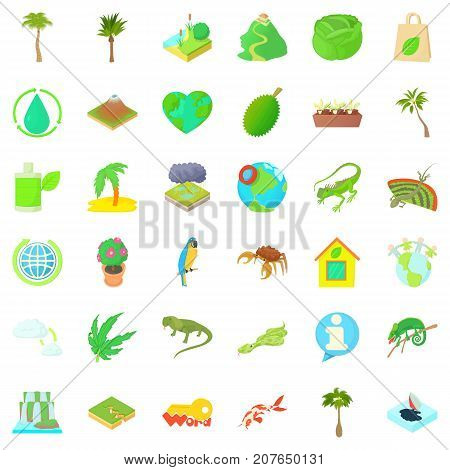 Grass icons set. Cartoon style of 36 grass vector icons for web isolated on white background