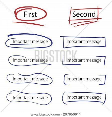 Set of highlighter marker strokes for text accentuation