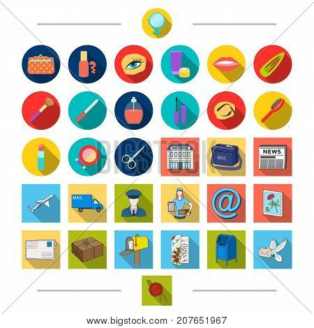 Cosmetics, salon, attributes and other  icon in cartoon style.Postcard, pigeon, seal, icons in set collection