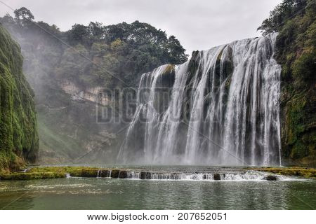 Huangguoshu Waterfall i, located on the Baishui River in Guizhou province in China.