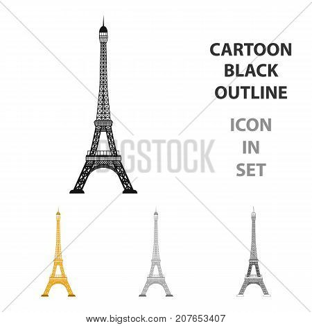 Eiffel tower icon in cartoon design isolated on white background. Countries symbol stock vector illustration.
