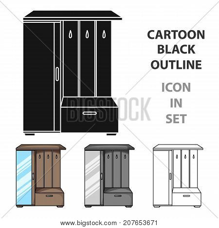 Vestibule wardrobe icon in cartoon style isolated on white background. Furniture and home interior symbol vector illustration.
